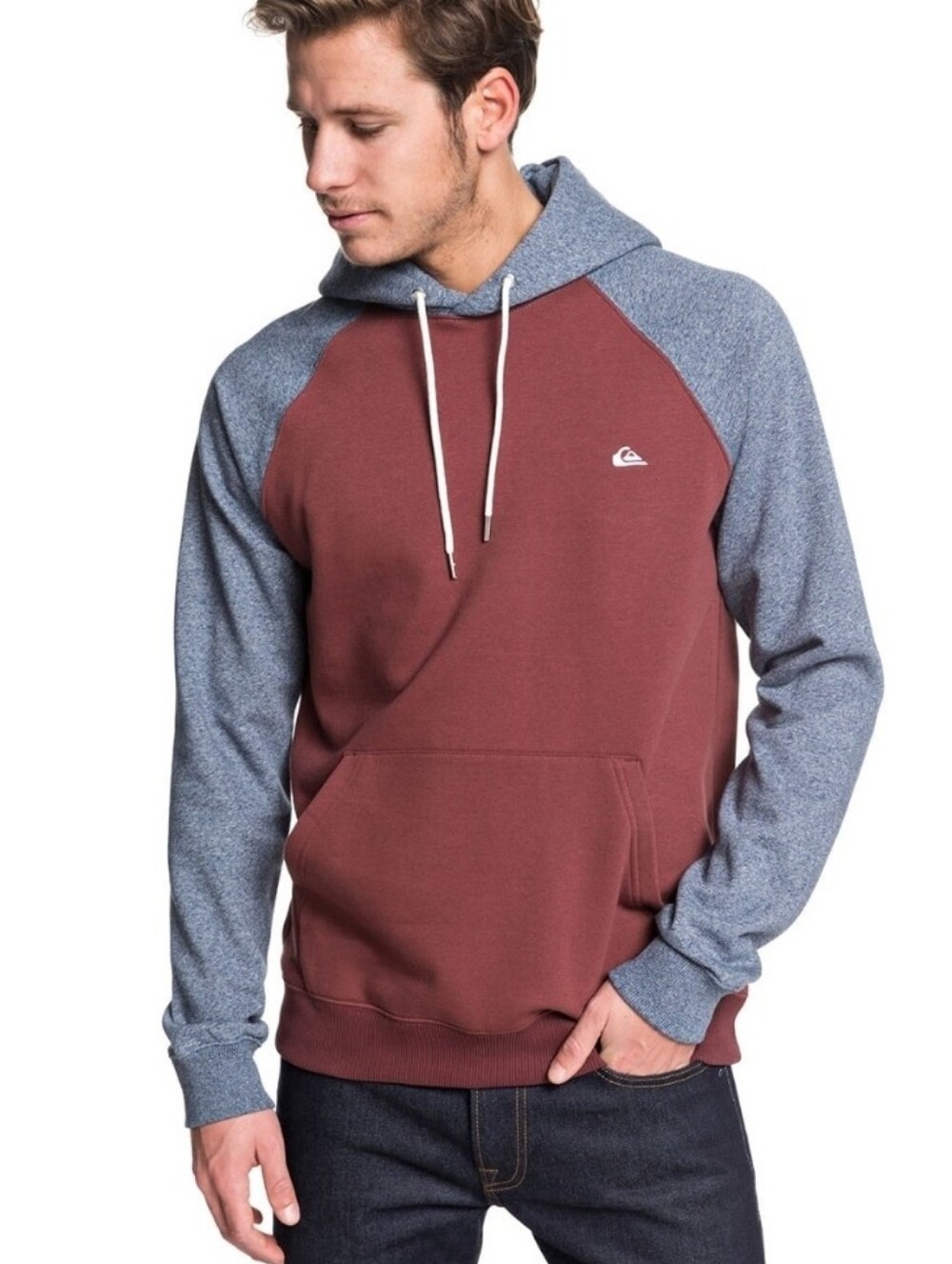 Quiksilver Two-Tone Hoodie in Rust and Gray